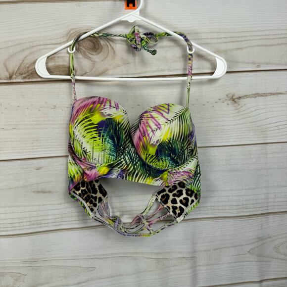 Bongo Tropical Print Push-Up Bikini Top Size XL - Picture 1 of 7